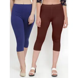 Gracit Blue & Brown Mid Rise Capris - Pack Of 2-picture-22