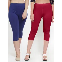 Gracit Blue & Maroon Mid Rise Capris - Pack Of 2-picture-13