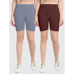 Gracit Grey & Brown Cotton Sports Shorts - Pack Of 2-picture-10