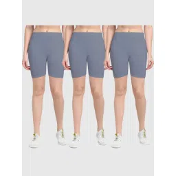 Gracit Grey Cotton Sports Shorts - Pack Of 3-picture-14