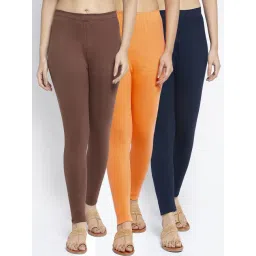 Gracit Navy & Brown Mid Rise Leggings - Pack Of 3-picture-23