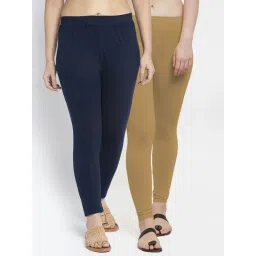 Gracit Navy & Skin Mid Rise Leggings - Pack Of 2-picture-11