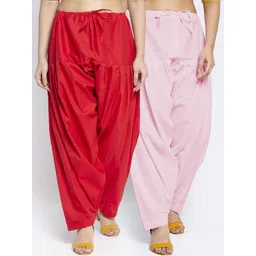 GRACIT Pack of 2 Women Red & Pink Solid Cotton Salwar-picture-39