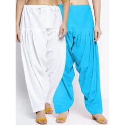 GRACIT Pack of 2 Women White & Turquoise Blue Solid Cotton Salwar-picture-40