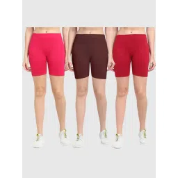 Gracit Pink & Brown Cotton Sports Shorts - Pack Of 3-picture-12