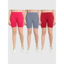 Gracit Pink & Grey Cotton Sports Shorts - Pack Of 3-picture-15