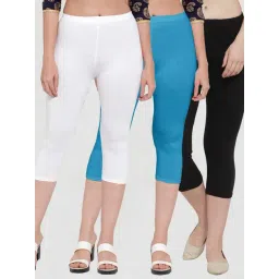 Gracit White & Blue Mid Rise Capris - Pack Of 3-picture-19