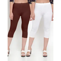 Gracit White & Brown Mid Rise Capris - Pack Of 2-picture-26