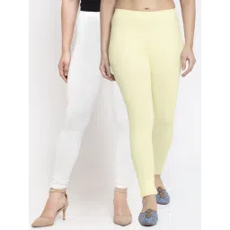 Gracit White & Cream Mid Rise Leggings - Pack Of 2-picture-42