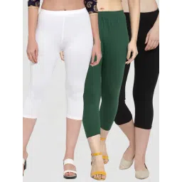 Gracit White & Green Mid Rise Capris - Pack Of 3-picture-48