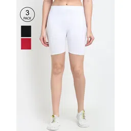 GRACIT Women Black White & Red Set O3 Biker Shorts-picture-30