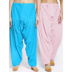 GRACIT Women Blue & Pink Pack of 2 Solid Cotton Salwar-picture-36