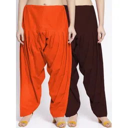 GRACIT Women Orange & Brown Pack of 2 Solid Cotton Salwars-picture-13