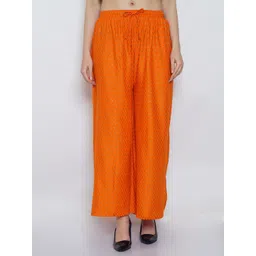 GRACIT Women Orange & Gold-Coloured Ethnic Motifs Printed Ethnic Palazzos-picture-49