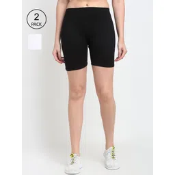 GRACIT Women Pack of 2 Black & White Biker Shorts-picture-28