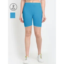 GRACIT Women Pack of 2 Blue Biker Shorts-picture-23