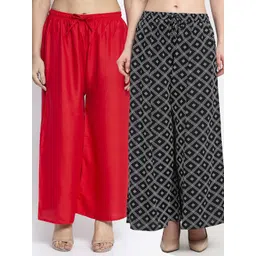 GRACIT Women Pack of 2 Printed Flared Knitted Ethnic Palazzos-picture-17