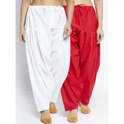 GRACIT Women Pack of 2 White & Red Solid Loose Fit Cotton Salwar-picture-29