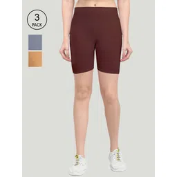 GRACIT Women Pack Of 3 Biker Shorts-picture-13