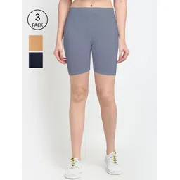 GRACIT Women Pack Of 3 Biker Shorts-picture-38