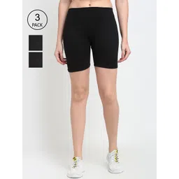 GRACIT Women Pack Of 3 Black Skinny Fit Biker Shorts-picture-13
