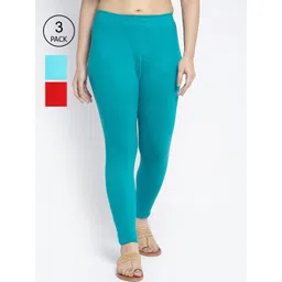 GRACIT Women Pack Of 3 Cotton Lycra Solid Ankle-Length Leggings-picture-41