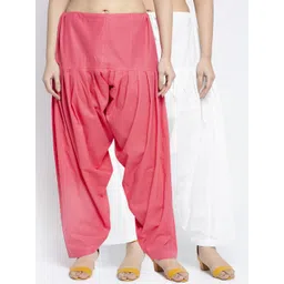 GRACIT Women Peach and Off White Pack of 2 Solid Loose Fit Cotton Salwar-picture-37