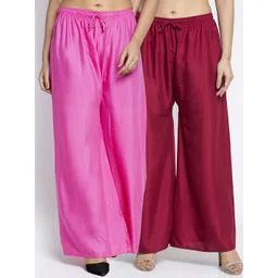 GRACIT Women Pink & Maroon 2 Ethnic Palazzos-picture-28