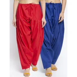 GRACIT Women Red & Blue Pack Of 2 Solid Cotton Salwars-picture-10
