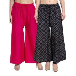 GRACIT Women Set of 2 Pink & Navy Blue Printed Palazzos-picture-37
