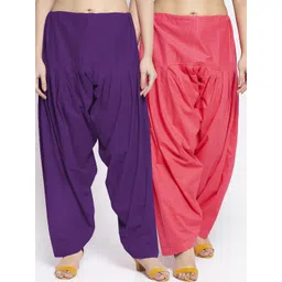 GRACIT Women Violet  & Coral Pink Pack of 2 Solid Cotton Salwar-picture-41