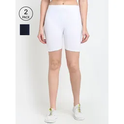 GRACIT Women White & Black Set Of 2 Biker Shorts-picture-22