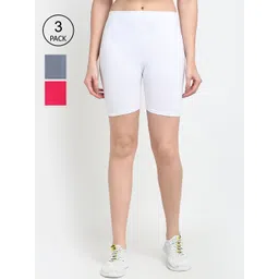 GRACIT Women White & Pink Set of 3 Biker Shorts-picture-21
