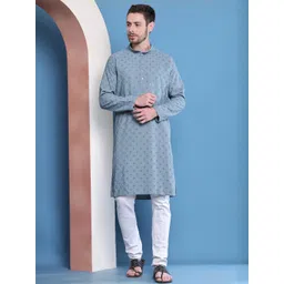 GRAGE Men Turquoise Blue Kurtas-picture-16