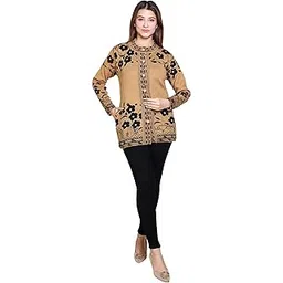 grand line Women Sweater for Winter Woolen Acrylic Full Sleeves Round Neck Floral Design Stylish Cardigan Sweater for Winter Season |Beige01, L | GL00076_Being01__L-picture-38
