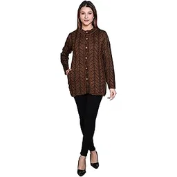 grand line Women's Acrylic Woolen Sweater Winter Wear Regular Fit Soft & Warm Cardigans Sweater for Women's/Girls | GL00143_Darkbrown_L-picture-35