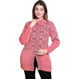 grand line Women's Woolen/Acyrlic Winter Wear Warm Full Sleeve Knitted Cardigan/Sweaters Hair Yarn Cardigan | Size Suitable for M and L | Purple-picture-28