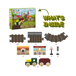 GrapplerTodd Railroad Train Track Set - 31 Pieces Fun Playing Puzzle Road Set, Premium Wooden and EVA Foam, Indoor & Outdoor Toys, Action Toys 2-9 Years image 3