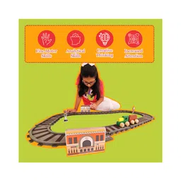 GrapplerTodd Railroad Train Track Set - 31 Pieces Fun Playing Puzzle Road Set, Premium Wooden and EVA Foam, Indoor & Outdoor Toys, Action Toys 2-9 Years image 5