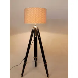 Grated Ginger Beige & White Printed Cylindrical Shaped Lampshade-picture-13