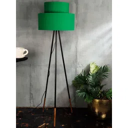 Grated Ginger Green & Black Solid Handcrafted Tripod Lamp with Shade-picture-20