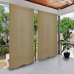 GREEN DECOR HDPE Fabric 85-90% Sun & UV Protection Rod Pocket and Tie Back Balcony & Outdoor Curtains Temperature Reducing for Window & Door (Beige Black Color_4.5X7 Feet) Pack of 2 Piece-picture-15