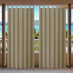 GREEN DECOR HDPE Fabric 85-90% Sun Blockage & UV Protection Detachable Tab Top with Back Tab Balcony Indoor & Outdoor Curtains For Window & Door Curtains(Beige Black Color_4.5X4.5 Feet)Pack Of 2 Piece-picture-13