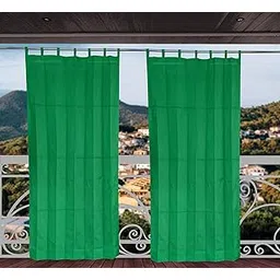 GREEN DECOR HDPE Fabric 85-90% Sun Blockage & UV Protection Detachable Tab Top Balcony & Outdoor Curtains Temperature Reducing for Window&Door Curtains(Green Color_4.5X8 Feet) Pack of 2 Piece-picture-14