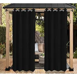 GREEN DECOR HDPE Fabric 85-90% Sun Blockage & UV Protection Top Eyelet & Bottom Back Tab Balcony & Outdoor Temperature Reducing for Window&Door Curtain(Black Color_4.5X12 Feet) Pack of 2 Piece-picture-10