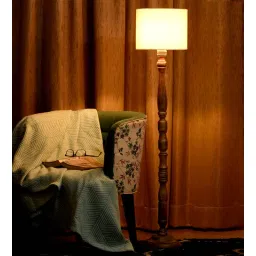 Dark Brown Floor Lamp With White Cotton Shade by Green Girgit-picture-11