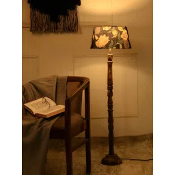 green girgit Black & Blue Printed Wooded Floor Lamps-picture-19
