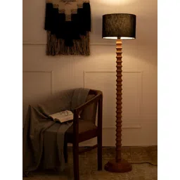 green girgit Black & Brown Wooden Cylinder Shaped Floor Lamp-picture-15