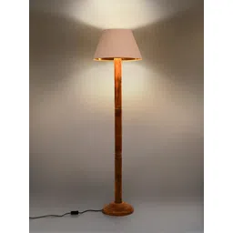 green girgit Brown & White Frustum Shape Floor Lamp With Taper Shade-picture-22