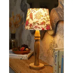 green girgit Brown & White Printed Wood Frusturical Shaped Table Lamp with Bulb-picture-41